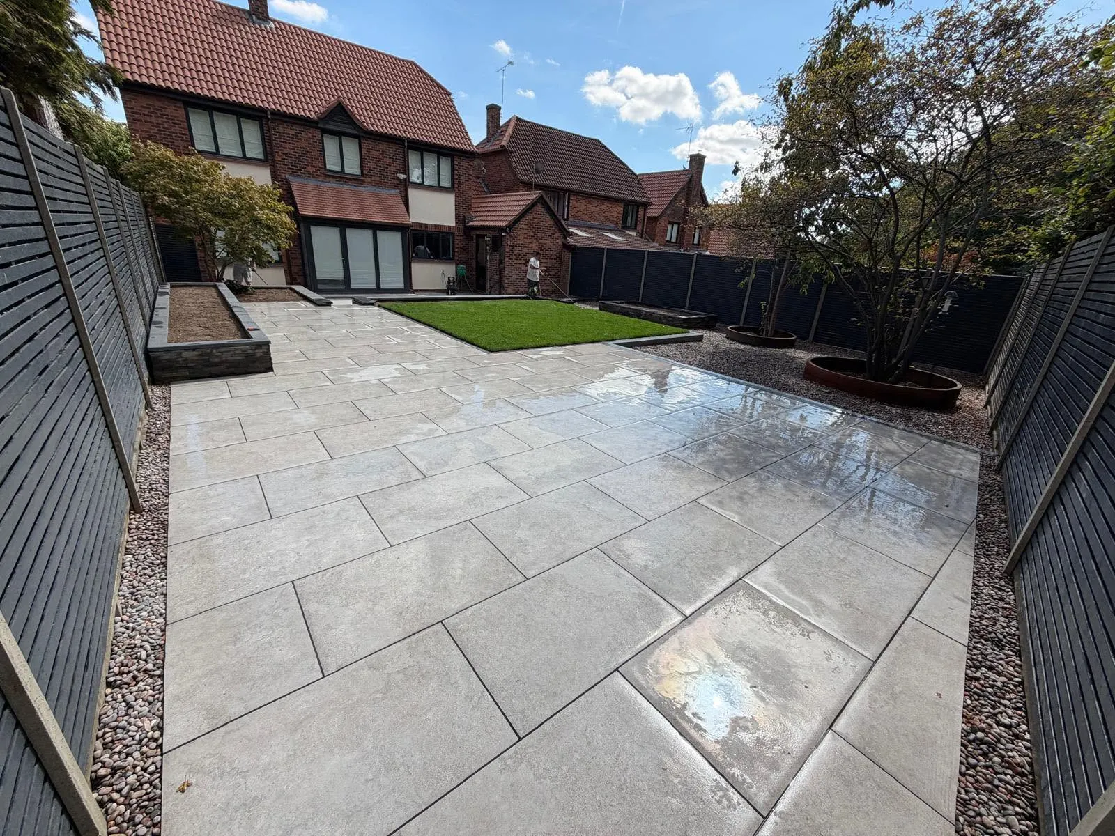 Large format porcelain garden patio